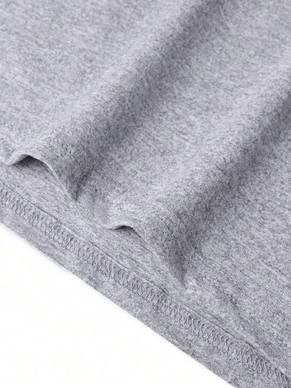 Summer men's 100% pure cotton casual loose plus size Letter And Mountain pattern printed round neck short sleeved T-shirt top