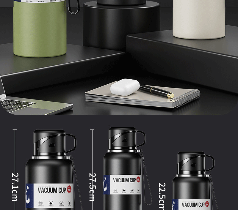 2L Thermal Water Bottle Large Capacity With Straw Stainless Steel Thermos Bottle Cold and Hot Water Bottle Sport Thermos Cup