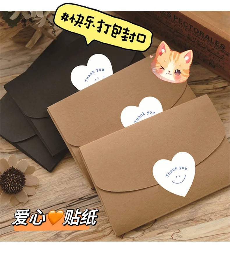 500pcs/roll New Red Heart Thank You Stickers Cute Heart-shaped Decorative Seal Labels for Wedding, Party Gifts, Business Package