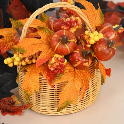 Artificial Maple Leaf Pumpkin Berry Branches Autumn Harvest Home Table Ornament DIY Thanksgiving Halloween Party Decorations