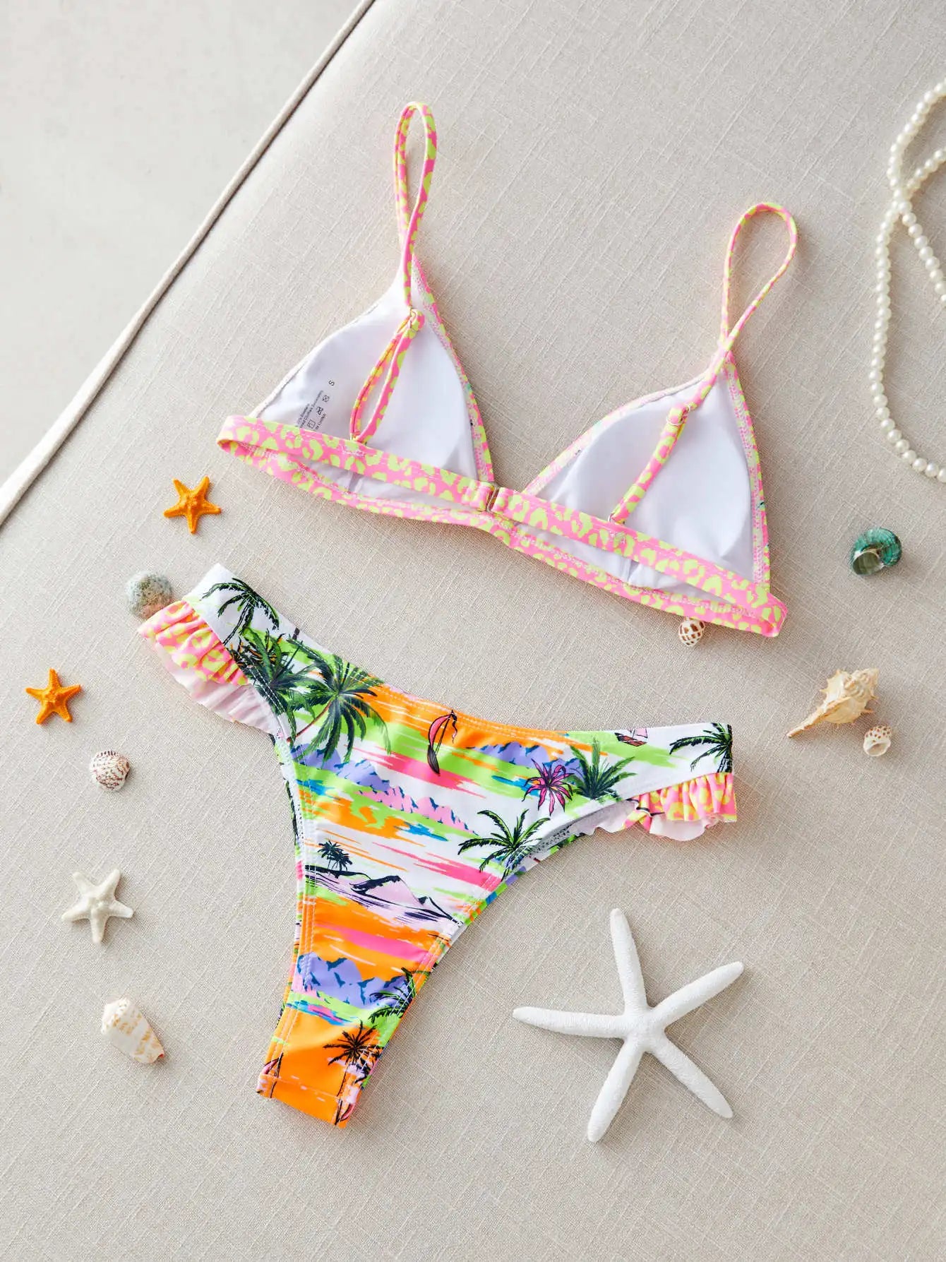 2024 New Sexy Brazilian Bikini Set Women Print Biquini Female Cut Bikinis Swimwear Push Up Swimsuit Bath Suit