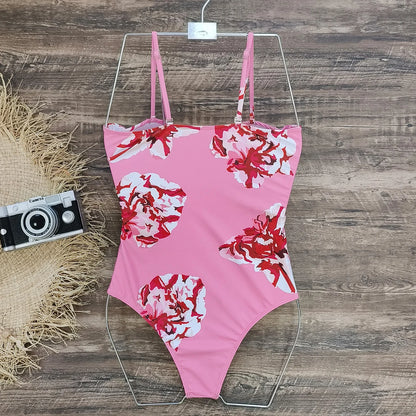2023 New 2PC Push Up Women Bikini Set Skirt Floral Printed Bikinis Strappy Bandage Swimwear Brazilian Biquini Bathing Suit