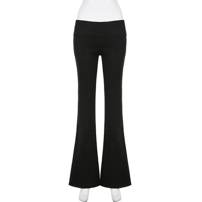 Casual Sexy Basic Solid Flare Pants Y2K Slim Low-Waisted Boot Cut Pants Women 2024 Autumn Spring Fashion Streetwear Lady