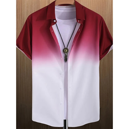 Summer Coconut Tree 3D Print Gradient Hawaiian Beach Shirts Men Women Casual Fashion Streetwear Lapel Short Sleeve Shirt Blouse