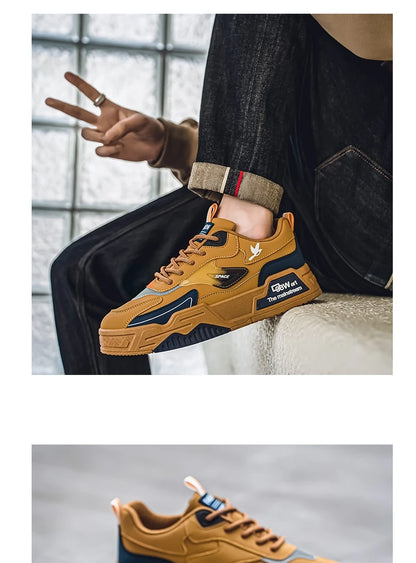 2024 Autumn New Casual Sports Shoes Men's Leather Low-Top Fashion Trend Easiest for Match Running Shoes Men's Skateboard Shoes Suitable for Outdoor Sports