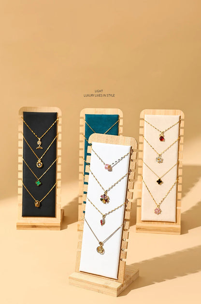 Bamboo Jewelry Display Stand Necklace Display Stand Wooden Multiple Necklace Easel Showcase Display Holder for Necklaces