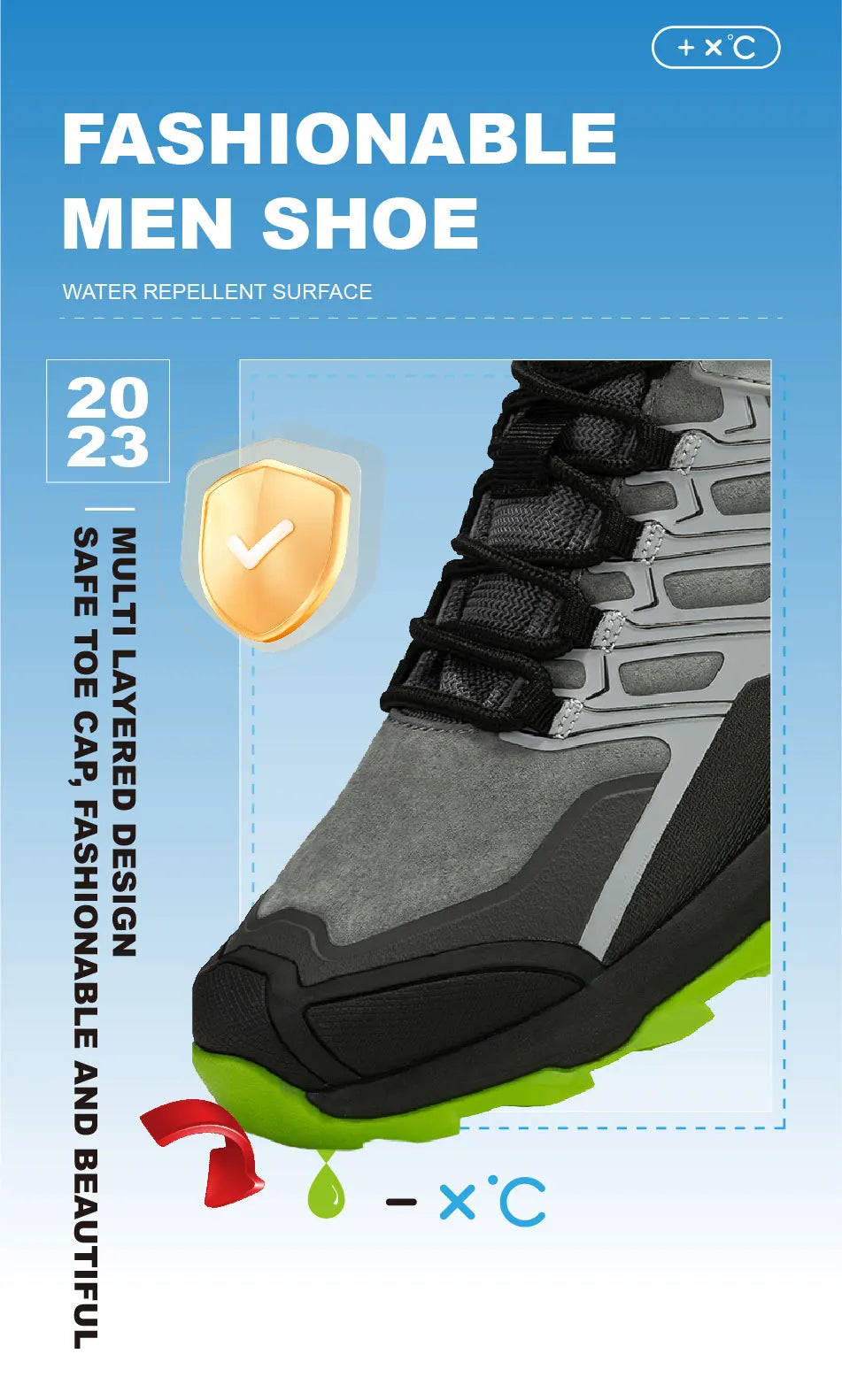 Baasploa Men Hiking Shoes Waterproof Outdoor Sneakers for Men Casual Sneakers Anti-Skid Wear-Resistant Male Shoes New Fashion