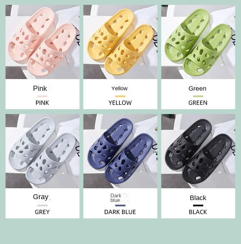Bathroom Slippers Women Leaking Sandals Cheese Slides Summer Eva Shoes For Men Soft Anti-Slip Flip Flops Couples Indoor Slipper