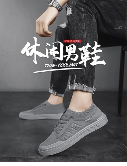 Summer Casual Sneakers for Men Breathable Loafers Lightweight Round Head Solid Colour Non-slip Flats Zapatillas Para Hombres