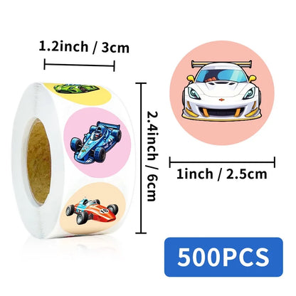 500PCS Cartoon Speed Car Sticky Paper Sticker Labels Thank You Sticker Sealing Stationery Supplies DIY Decoration Scrapbooking