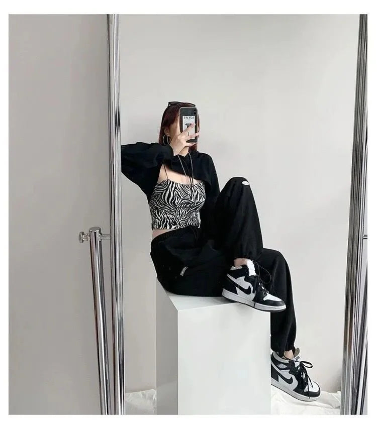 Spring Season Thin High Waist American Letter Loose Sports Pants Women Casual Bottoming Trousers Underwear Women Clothes