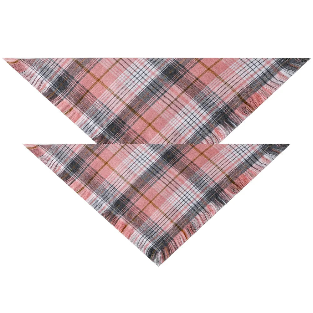 Sucado Autumn Thanksgiving Plaid Triangle Resersible Durable Washable Fabric Pet Scarf Dog Bandana Kerchief Factory Direct Sale