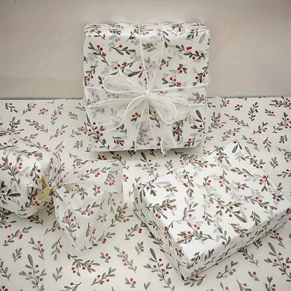 10pcs Holly, Berry Thin Paper, Wax-Coated Gift Wrapping, Party Favor Packaging for Christmas, Thanksgiving, Birthdays, Bouquets