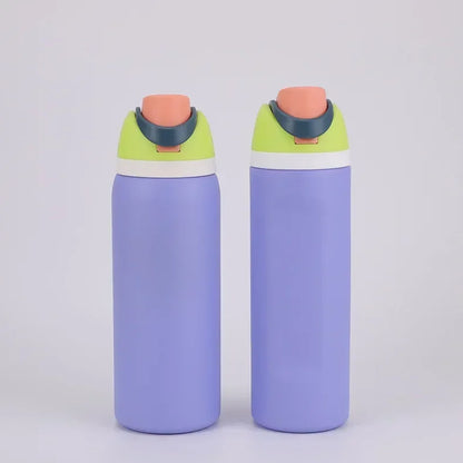 24/32oz New 304 Thermos Cup Double-Layer Stainless Steel Space Kettle Water Bottle with Straw Car Outdoor Sports Camping Sports
