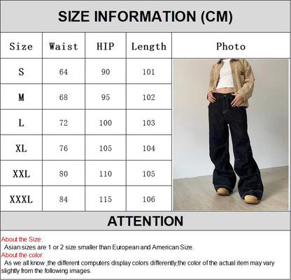 Vintage Y2K Wide Leg Loose Jeans Women Harajuku High Waist Baggy Denim Pants Korean Fashion Streetwear New Black Cowboy Trousers