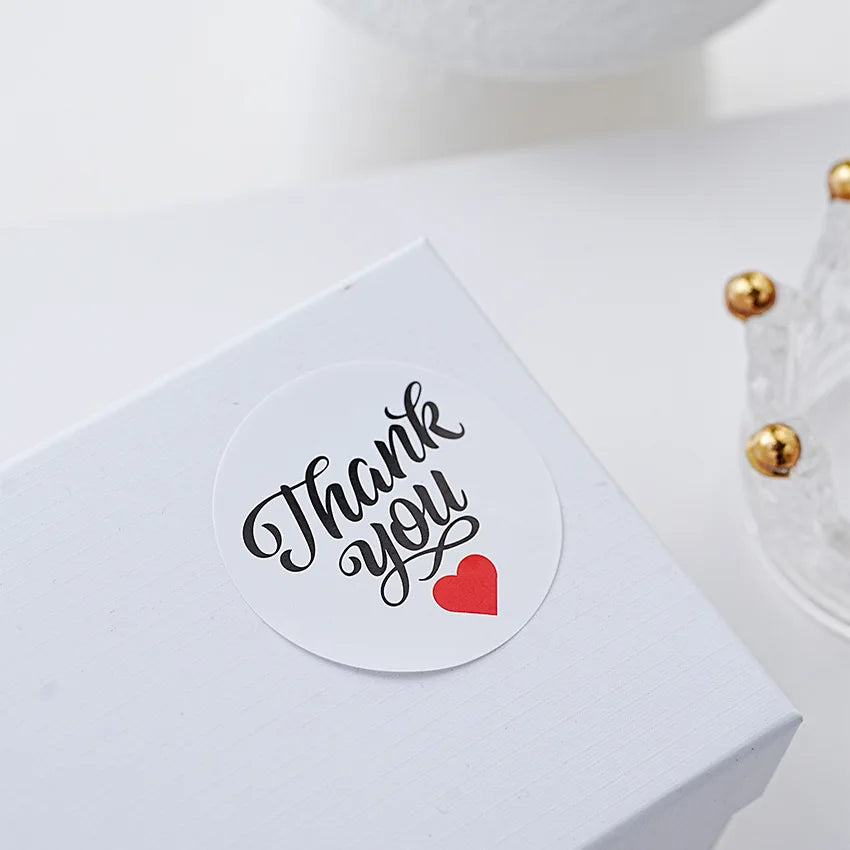 500pcs/roll New Red Heart Thank You Stickers Cute Heart-shaped Decorative Seal Labels for Wedding, Party Gifts, Business Package