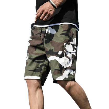 Summer Men's Outdoor Camouflage Cargo Shorts Pocket Cotton Casual Half Pants Mid Waist Drawstring Loose Shorts Bib Overalls 7XL