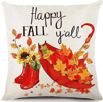 18x18 Inches Autumn Pumpkin Cushion Cover Pillow Cover Thanksgiving Decor Pillowcase Maple Leaves Printed Cushion Case for Couch
