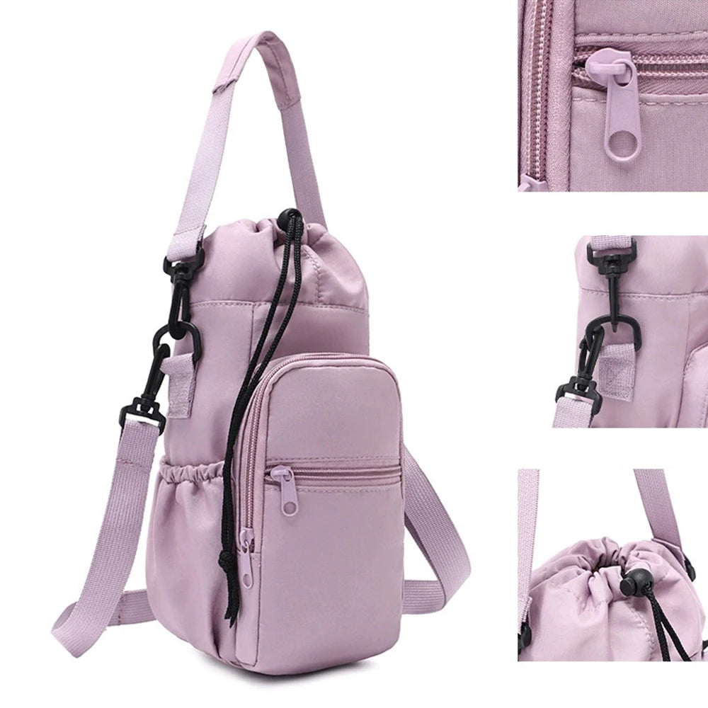 Water Bottle Holder with Strap, Insulation Water Bottle Carrier Bag with Phone Pocket, Water Bottle Sling Bag Crossbody