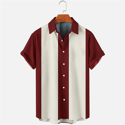 Summer New Casual Solid Color Panel Lapel Beach High Quality Top Men's Short Sleeve Shirt Fashioncomfortable Soft Fabric