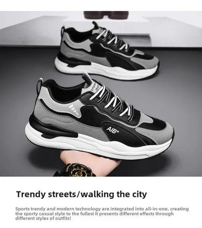 Summer Men's Shoes New Breathable Leather Face Casual Sports Shoes Korean Trendy Versatile Thick Bottom Shoes Casual Old Dad Sho