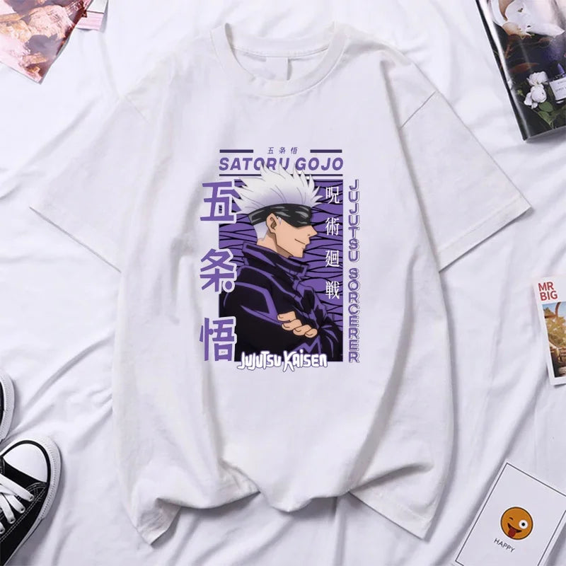 Anime Gojo Satoru High Quality Men's and Women's Round Neck Summer Y2k T-shirt