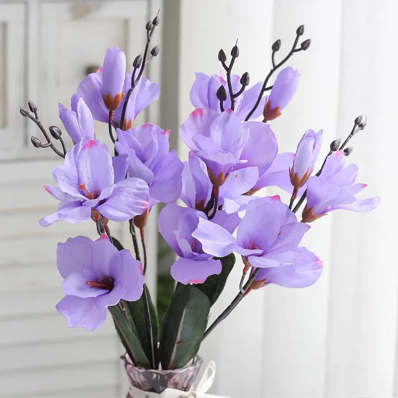 5 Forks 20 Heads High Quality Artificial Flowers Autumn Magnolia Home Decor Flower Decoration Fake Christmas Wedding Accessories