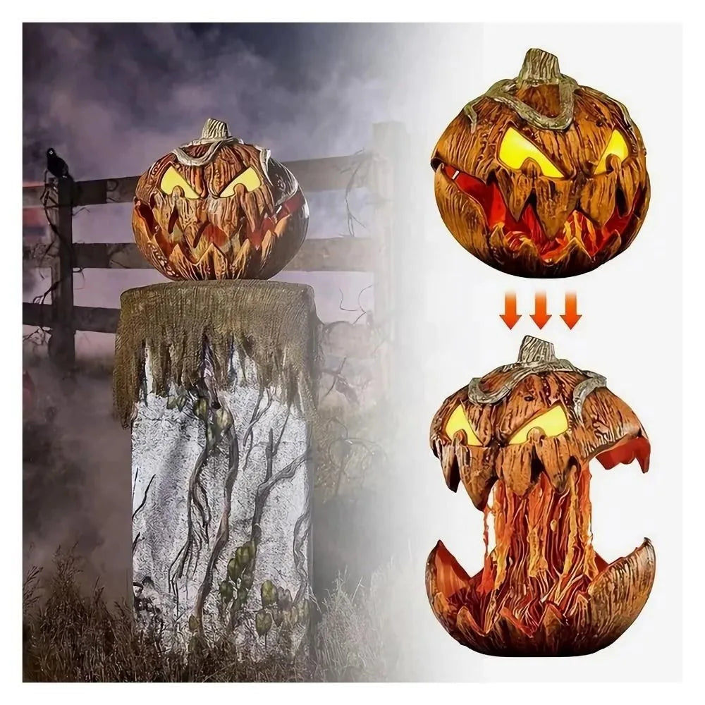 Thriller Halloween Scary Pumpkin Head With Lifting Function With Light And Sound Extendable Talking Pumpkins