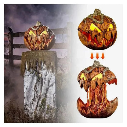 Thriller Halloween Scary Pumpkin Head With Lifting Function With Light And Sound Extendable Talking Pumpkins