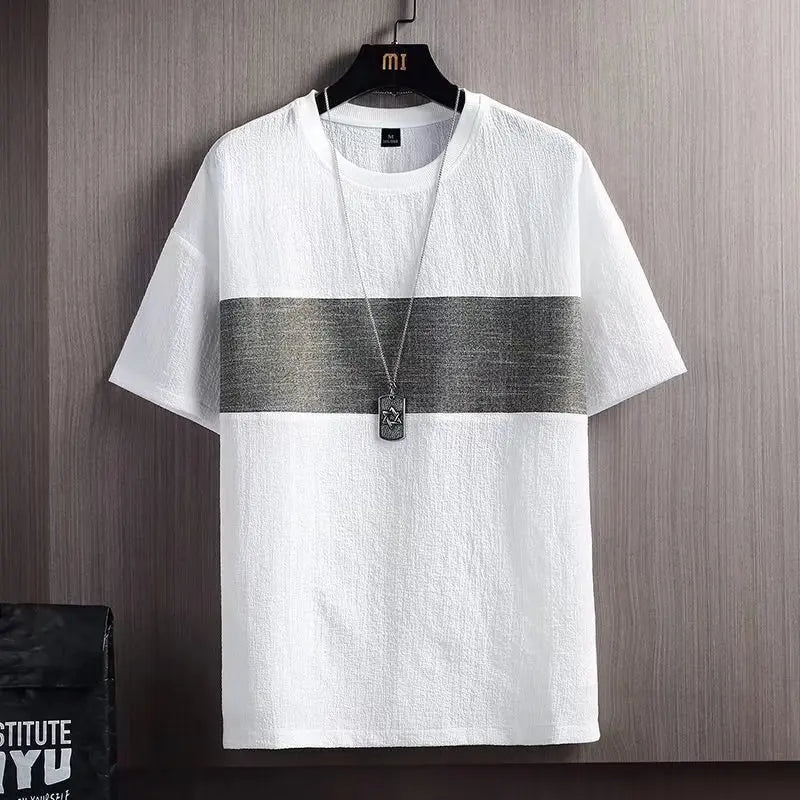 Summer Cotton Linen T-Shirts for Men Casual Short Sleeves T-Shirt Solid Loose Bottom Shirt Boys Tee Shirt Basic Tops Oversize 5X