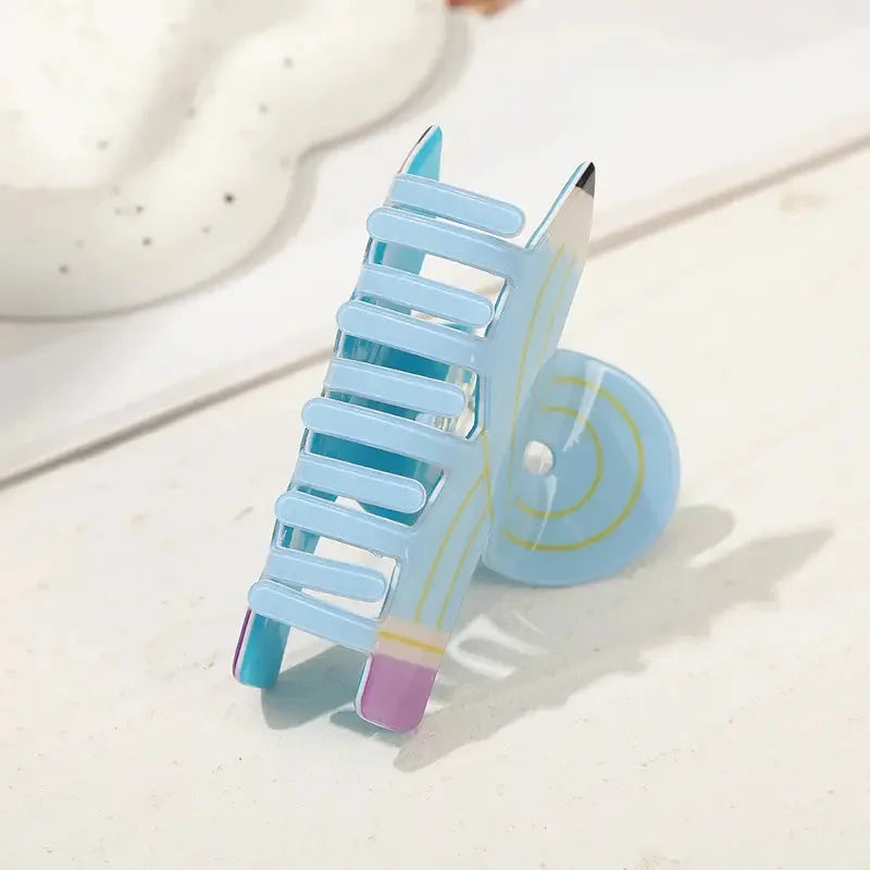 1pc candy color simulation pencil shark clip cute hair clip creative back of the head hair clip ponytail clip
