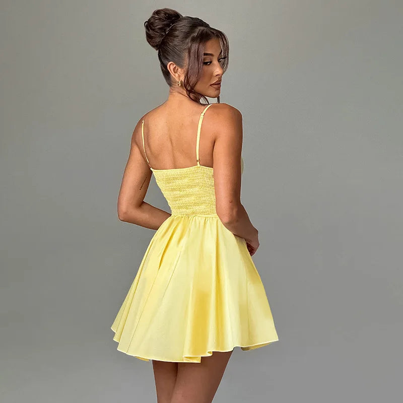 Summer 2025 new waist cinching slimming short skirt sexy suspender A-list dress for women