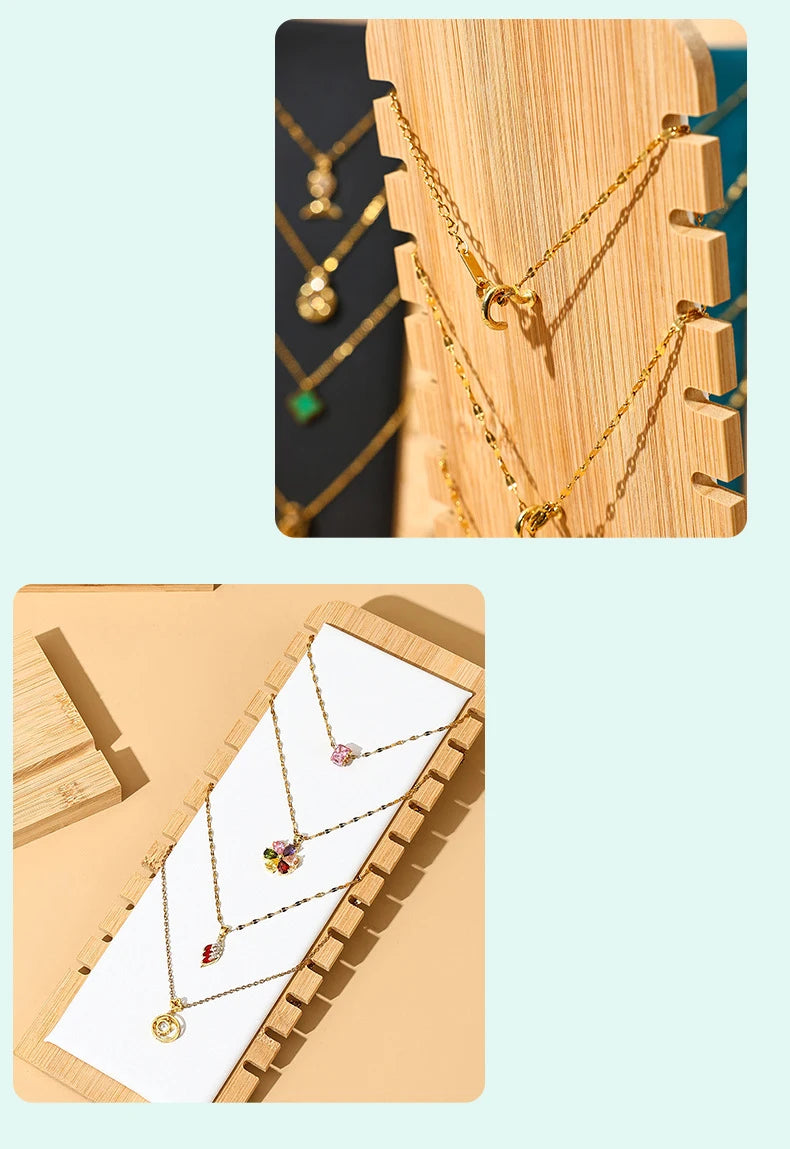 Bamboo Jewelry Display Stand Necklace Display Stand Wooden Multiple Necklace Easel Showcase Display Holder for Necklaces