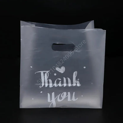 50Pcs Thank You Plastic Gift Bags Shopping Packaging Bag With Handle Christmas Wedding Party Favor Jewelry Clothing Wrapping Bag
