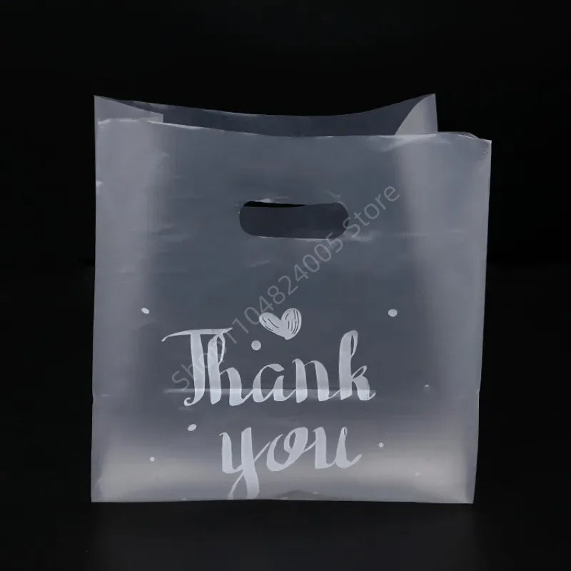 50Pcs Thank You Plastic Gift Bags Shopping Packaging Bag With Handle Christmas Wedding Party Favor Jewelry Clothing Wrapping Bag