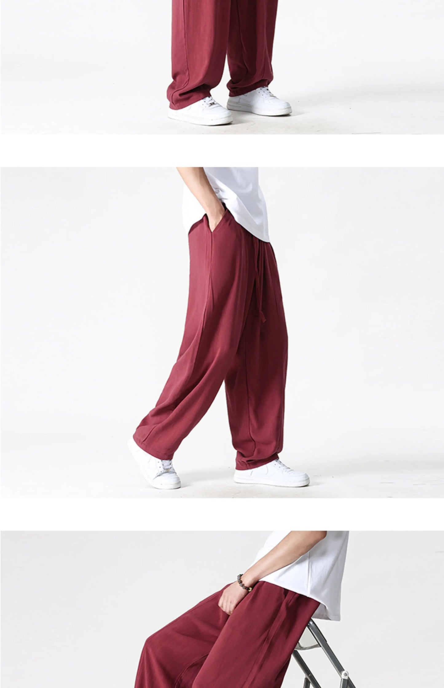 Summer Wide Leg Pants Men's Cotton Linen Harun Loose Pants Men Casual Elastic Waist Circumference Lantern Trousers Plus Size 5XL