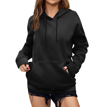 y2k Solid Minimalist Women's Hoodie, Long Sleeve With Pocket Casual Daily Wear 2024 Women Hoodies Autumn Sudadera de mujer