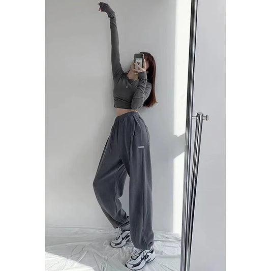 Spring Season Thin High Waist American Letter Loose Sports Pants Women Casual Bottoming Trousers Underwear Women Clothes