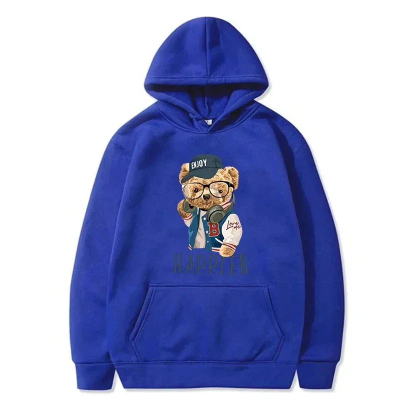 2024 New Men's Hoodie Fun Teddy Bear Hooded Casual Shirt for Men Fashion Sweatshirt Loose Street Hoody Multi Color Sweatshirt