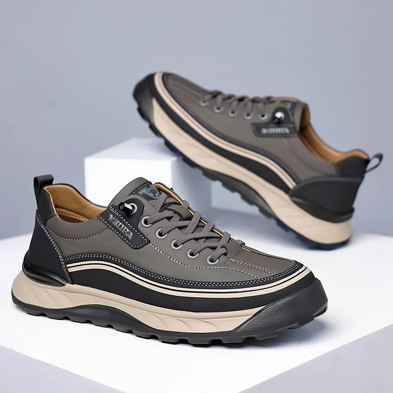 2025 High Quality Brand Men's Leather Casual Shoes Outdoor Hiking Shoes Anti Slip Wear-resistant Men's Hiking Shoes Breathable