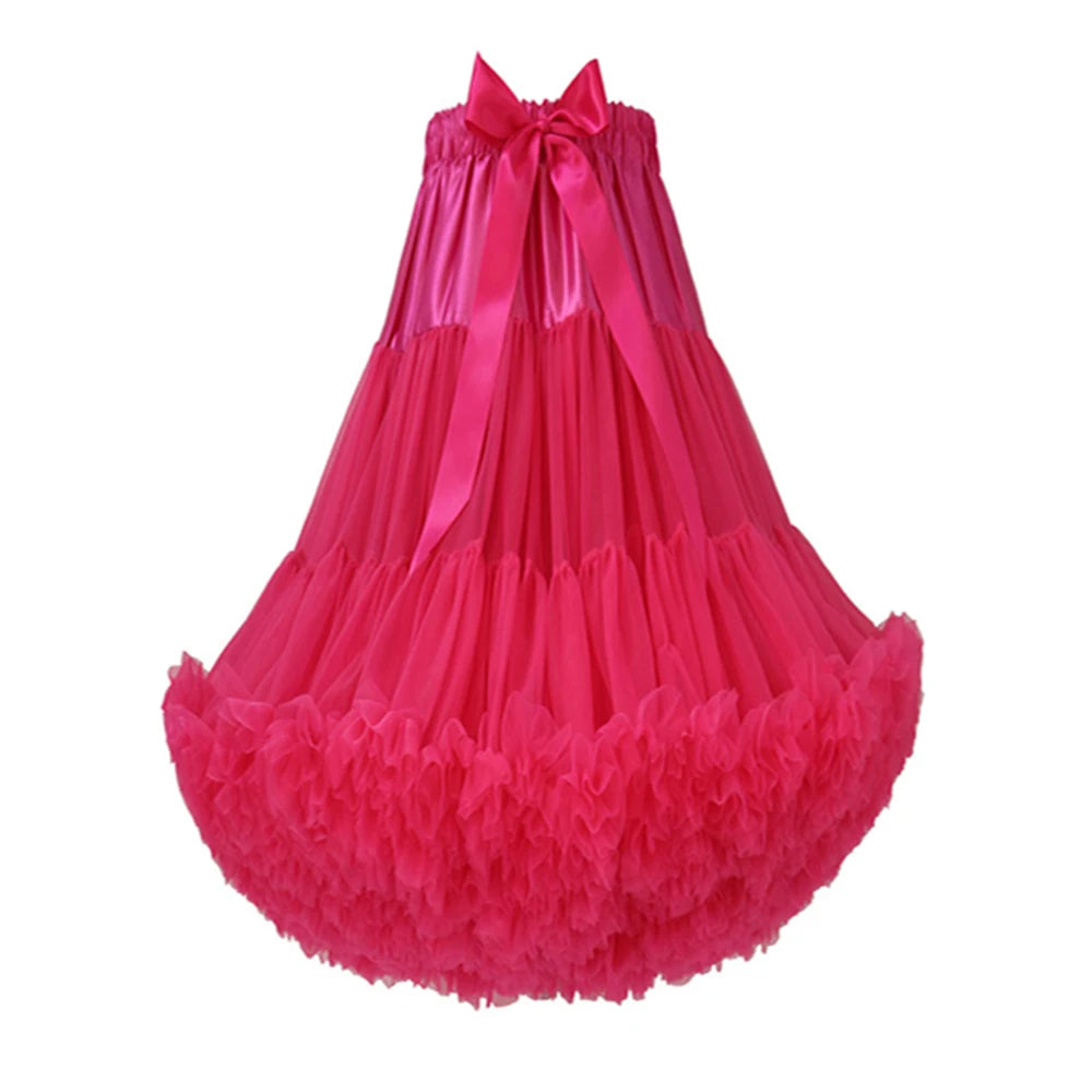 65CM/25.5INCH Lolita Petticoat Soft Tulle Puffy Tutu Women Knee Length Halloween Crinoline Cosplay Underskirt Dance Ball Gown