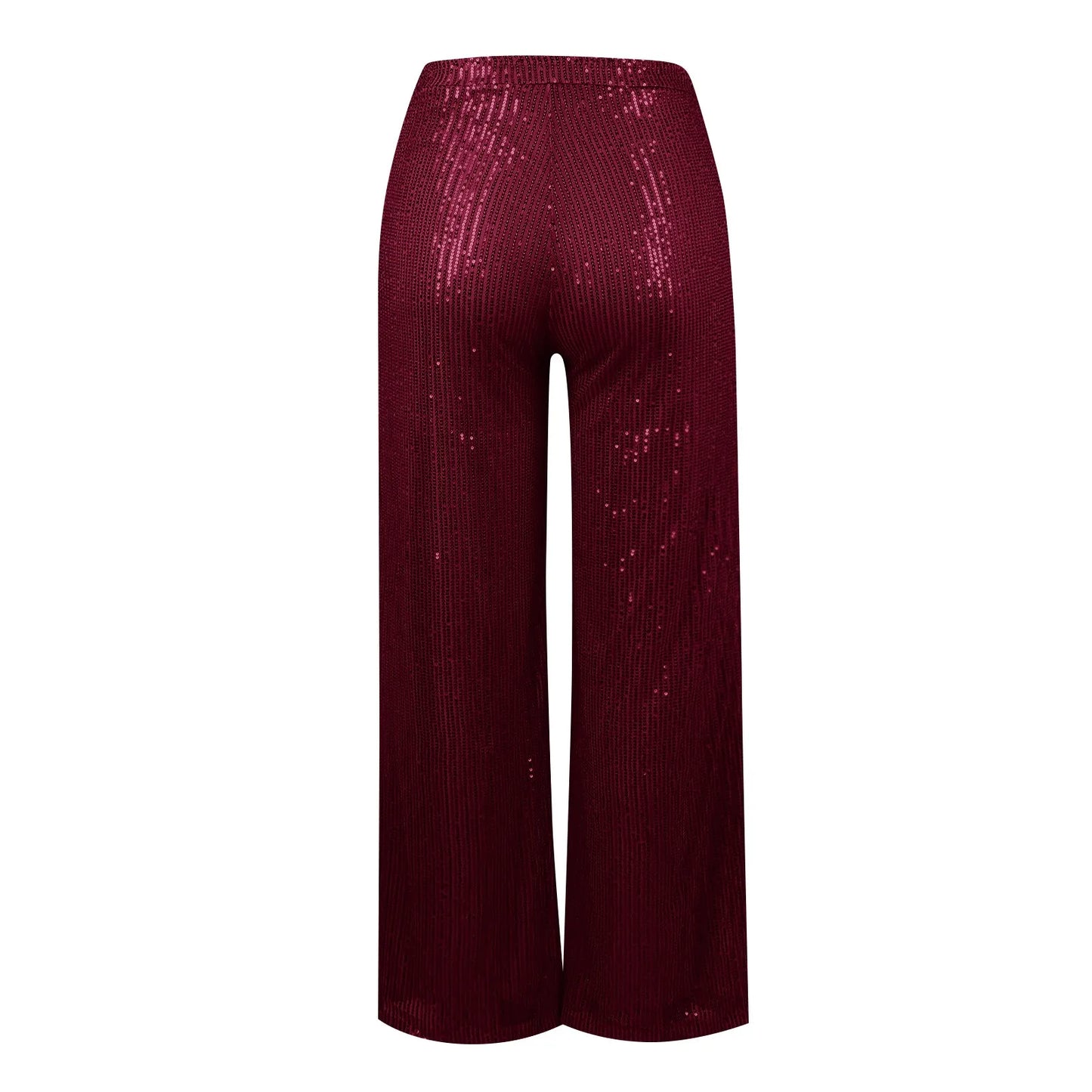 Women's Fashion Solid Color High Waist Sequin Side Zipper Draped Wide Leg Pants Pants for Women Women’s Pants Women’s Pants 2024