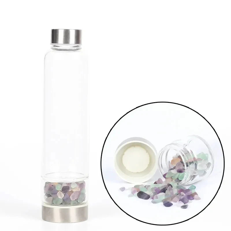 550ML Creative Natural Quartz Crystal Glass Water Bottle Irregular Stone Cup Point Wand Healing Infused Elixir Cup Natural Stone