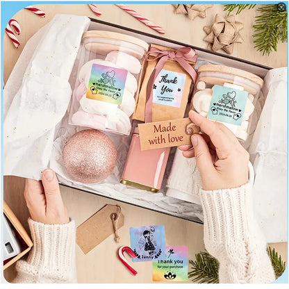 3 rolls Gift thank-you 50x50mm thermal label stickers, suitable for phomemo label printers gradient-color thermal label paper.