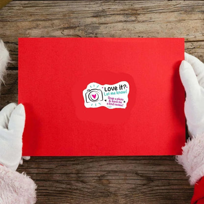 100pcs Love it Let Me Know with Cute Camera Design Stickers 1.6inch Thank You Stickers Bakeries Handmade Small Business Stickers