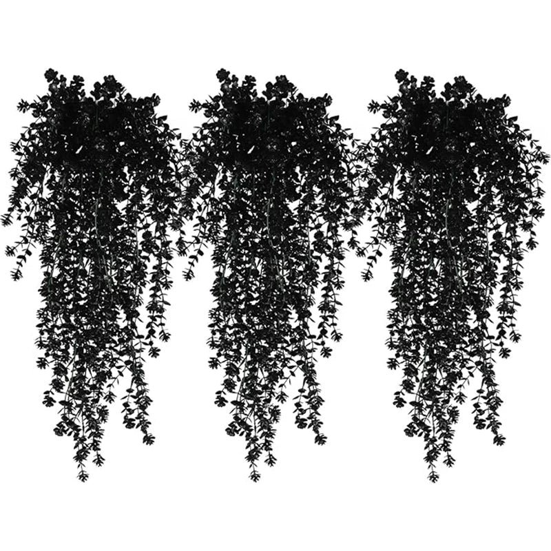 70CM Artificial Eucalyptus Plant Hanging Simulation Black Fake Hanging Vine Plants Diy Home Outdoor Halloween Thanksgiving Decor