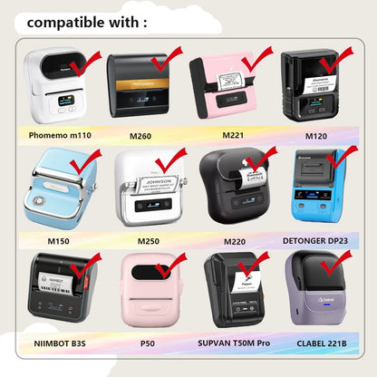 3 rolls Gift thank-you 50x50mm thermal label stickers, suitable for phomemo label printers gradient-color thermal label paper.