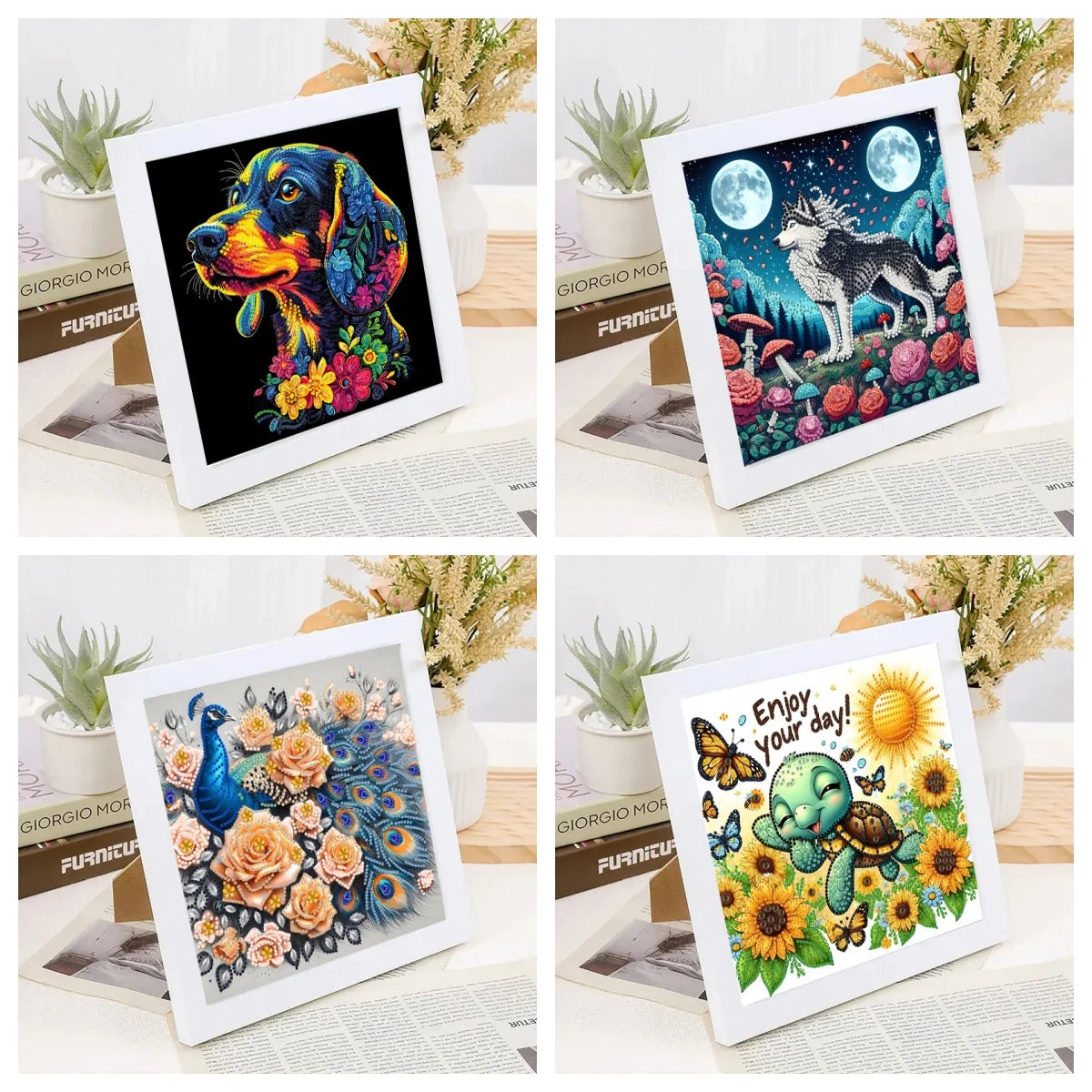 5D DIY a cartoon animal diamond painting kit suitable for Thanksgiving Christmas decoration gift irregular diamond kit craft