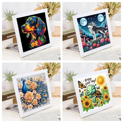 5D DIY a cartoon animal diamond painting kit suitable for Thanksgiving Christmas decoration gift irregular diamond kit craft