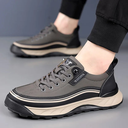 2025 High Quality Brand Men's Leather Casual Shoes Outdoor Hiking Shoes Anti Slip Wear-resistant Men's Hiking Shoes Breathable